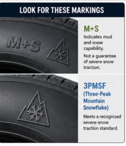 infographic about M + S markings and 3pmsf